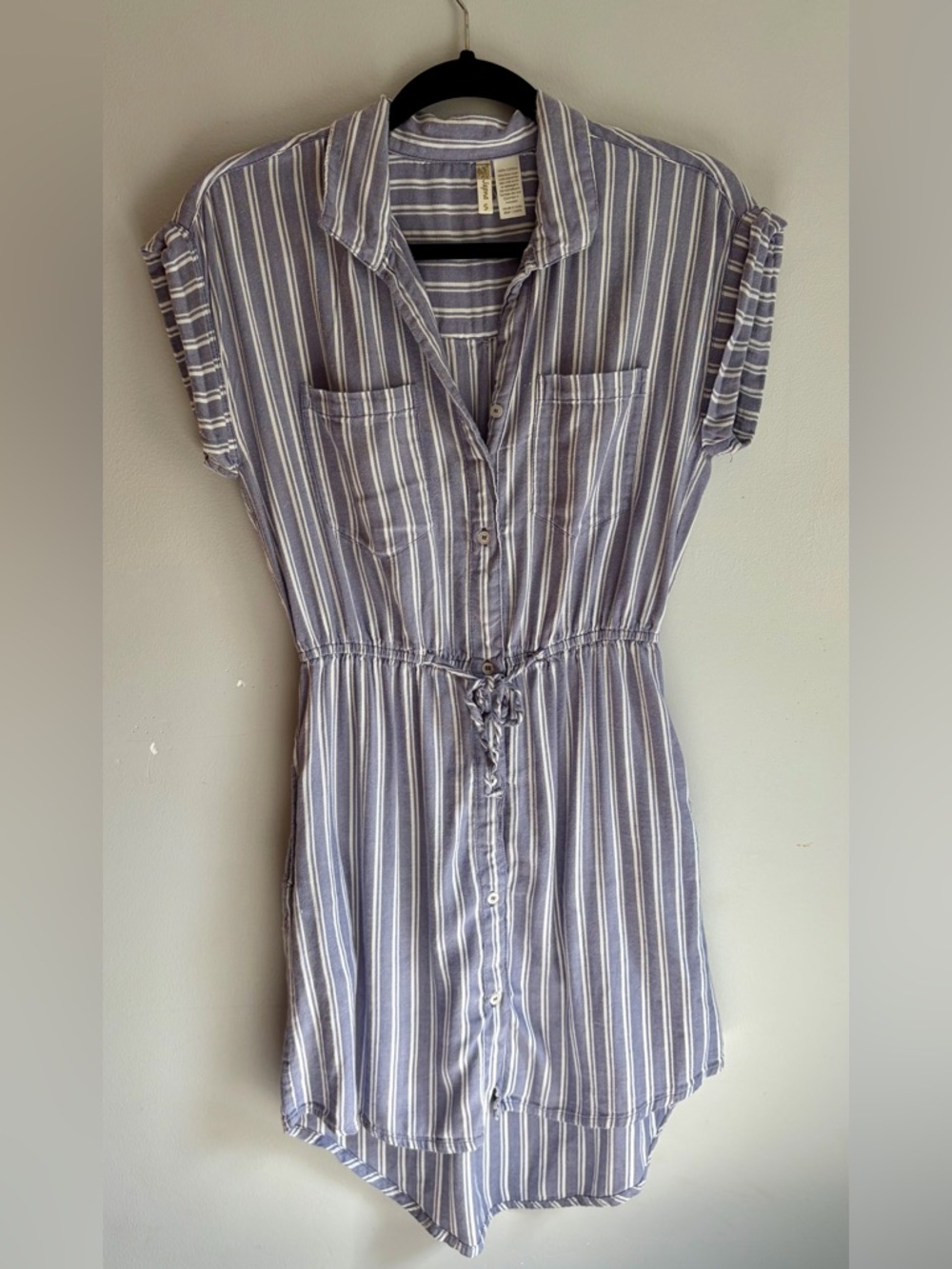 Striped Button-Front Dress in Blue and White